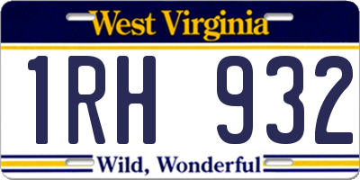 WV license plate 1RH932