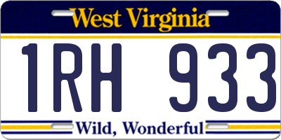 WV license plate 1RH933