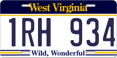 WV license plate 1RH934