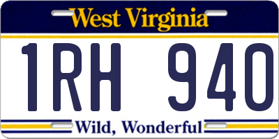WV license plate 1RH940