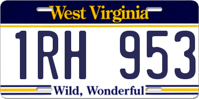 WV license plate 1RH953