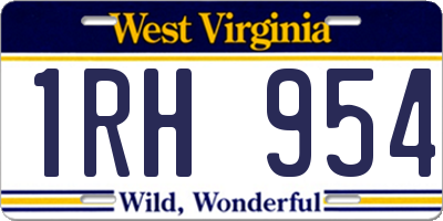 WV license plate 1RH954