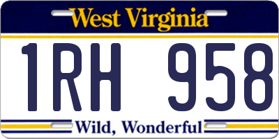 WV license plate 1RH958