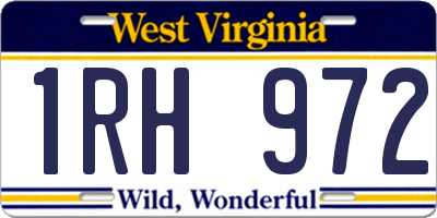 WV license plate 1RH972