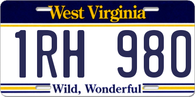 WV license plate 1RH980