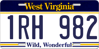 WV license plate 1RH982