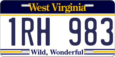 WV license plate 1RH983