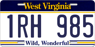 WV license plate 1RH985