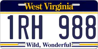 WV license plate 1RH988