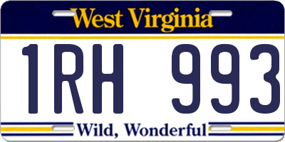 WV license plate 1RH993