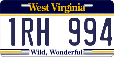 WV license plate 1RH994