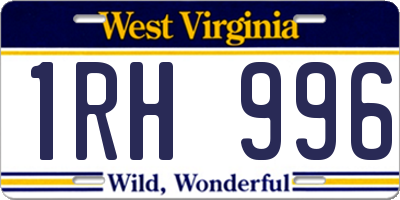 WV license plate 1RH996