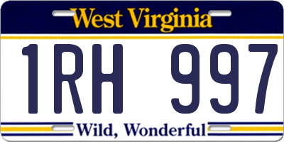 WV license plate 1RH997