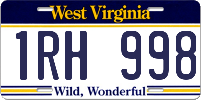 WV license plate 1RH998