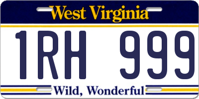 WV license plate 1RH999