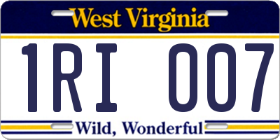 WV license plate 1RI007