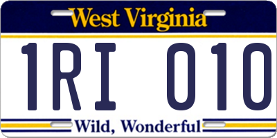 WV license plate 1RI010