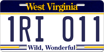 WV license plate 1RI011