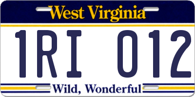 WV license plate 1RI012