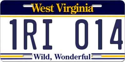 WV license plate 1RI014