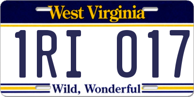 WV license plate 1RI017