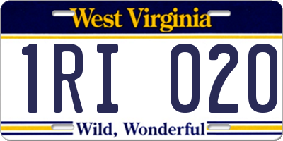 WV license plate 1RI020