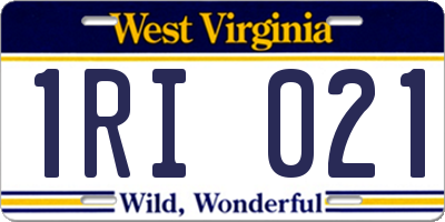WV license plate 1RI021