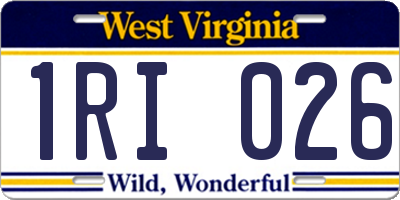 WV license plate 1RI026