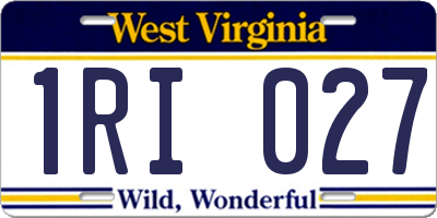 WV license plate 1RI027