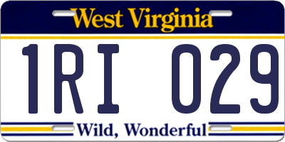 WV license plate 1RI029