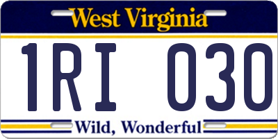 WV license plate 1RI030