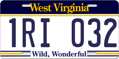WV license plate 1RI032