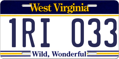 WV license plate 1RI033