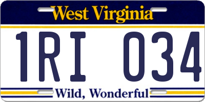 WV license plate 1RI034