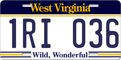 WV license plate 1RI036