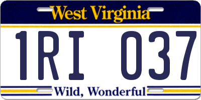 WV license plate 1RI037