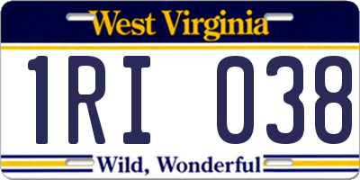 WV license plate 1RI038