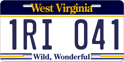WV license plate 1RI041