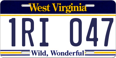 WV license plate 1RI047