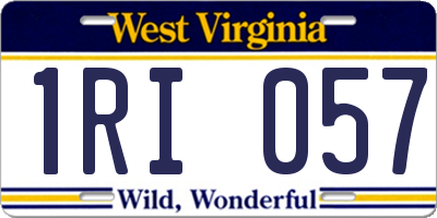 WV license plate 1RI057
