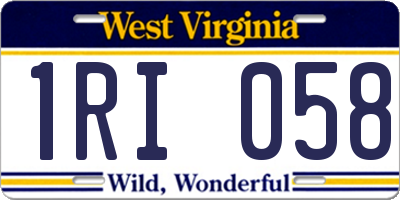 WV license plate 1RI058