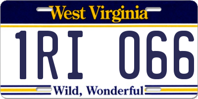 WV license plate 1RI066