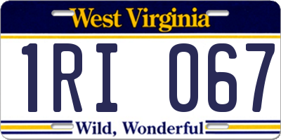 WV license plate 1RI067