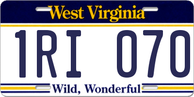 WV license plate 1RI070