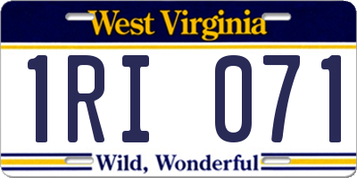WV license plate 1RI071
