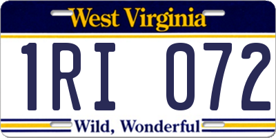 WV license plate 1RI072