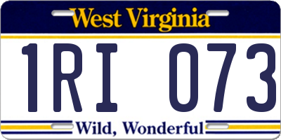 WV license plate 1RI073