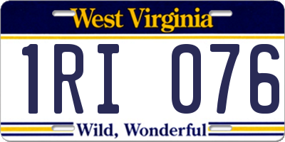 WV license plate 1RI076