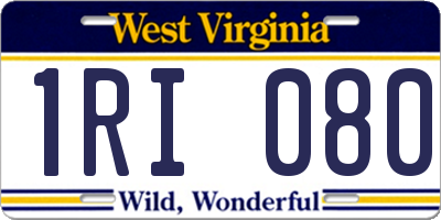 WV license plate 1RI080