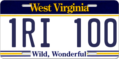 WV license plate 1RI100